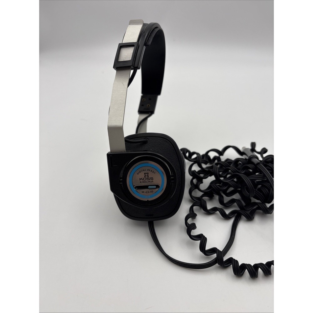Koss K/40LC Plus Vintage Over Ear Headphones Volume Control Black Silver